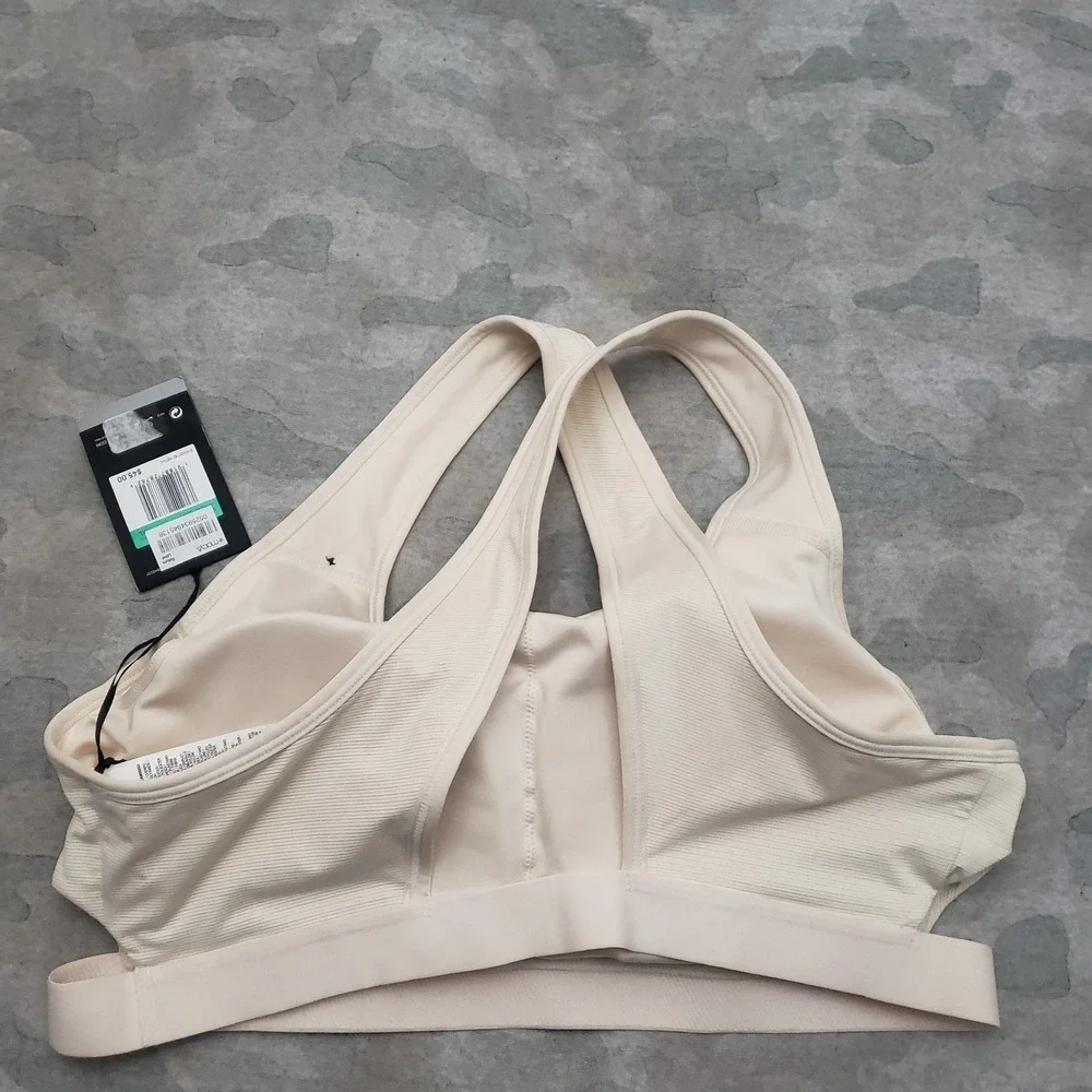 Nike Sports Bra Womens XL Beige Dri-Fit Pullover Running Fitness Gym Outdoors